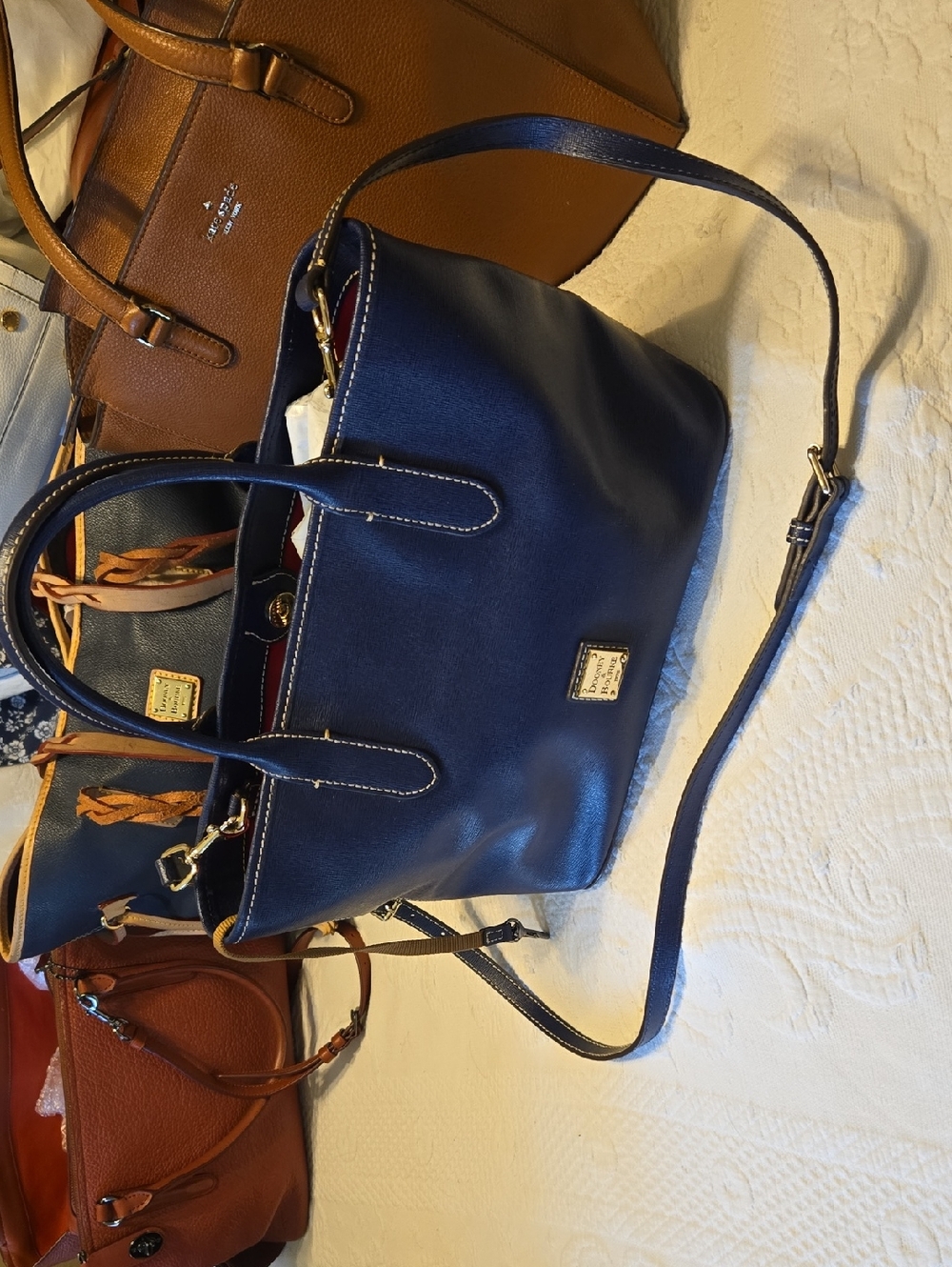 Dooney & Bourke Navy Leather Crossbody Satchel